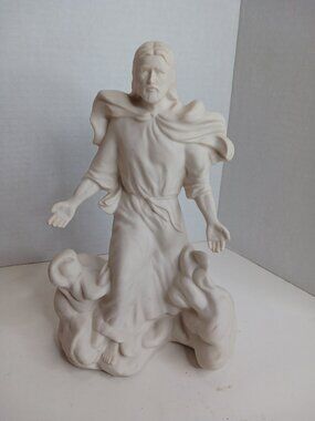Jesus Christ Figurine White Christian Sculpture Religious Decor